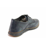 Сини дамски обувки с равна подметка, естествена кожа - всекидневни обувки за пролетта и лятото N 100016264
