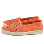 Коралови анатомични дамски обувки с равна подметка, естествена кожа - всекидневни обувки за пролетта и лятото N 100016231