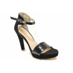 Черни дамски сандали, естествен велур с лачена кожа - ежедневни обувки за пролетта и лятото N 100016227