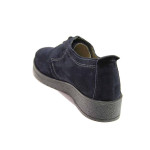 Сини дамски обувки с равна подметка, естествен велур - ежедневни обувки за пролетта и лятото N 100016225