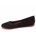 Черни анатомични дамски обувки с равна подметка, естествен велур - ежедневни обувки за пролетта и лятото N 100016221