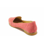Розови дамски обувки с равна подметка, естествен велур - ежедневни обувки за пролетта и лятото N 100016223