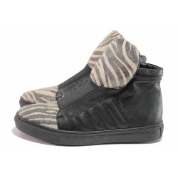 Черни анатомични дамски кецове, естествена кожа - спортни кецове за пролетта и есента N 100016513