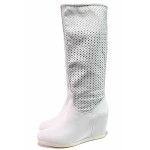 Бели дамски ботуши, естествена кожа - всекидневни обувки за пролетта и лятото N 100016191
