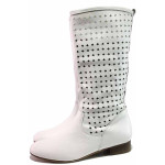 Бели летни дамски ботуши, естествена кожа перфорирана - всекидневни обувки за пролетта и лятото N 100016356