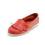 Червени анатомични дамски мокасини, естествена кожа - ежедневни обувки за пролетта и лятото N 100016299