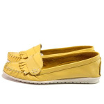 Жълти дамски мокасини, естествена кожа - ежедневни обувки за пролетта и лятото N 100016298