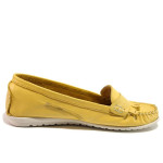 Жълти дамски мокасини, естествена кожа - ежедневни обувки за пролетта и лятото N 100016298
