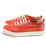 Червени анатомични дамски обувки с равна подметка, естествена кожа - спортни обувки за пролетта и лятото N 100016287