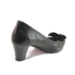 Черни дамски обувки със среден ток, естествена кожа - ежедневни обувки за пролетта и лятото N 100016280