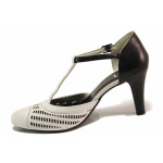 Бели дамски обувки със среден ток, естествена кожа - ежедневни обувки за пролетта и лятото N 100016278