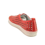 Червени дамски обувки с равна подметка, естествена кожа - ежедневни обувки за пролетта и лятото N 100016277