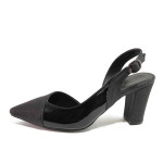 Черни дамски обувки с висок ток, здрава еко-кожа - елегантни обувки за пролетта и лятото N 100016073