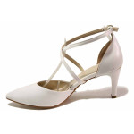 Бели дамски обувки с висок ток, здрава еко-кожа - елегантни обувки за пролетта и лятото N 100016072