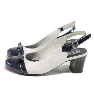 Бели дамски обувки със среден ток, естествена кожа и лачена естествена кожа  - ежедневни обувки за пролетта и лятото N 100016198