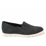 Черни анатомични дамски обувки с равна подметка, естествена кожа - ежедневни обувки за пролетта и лятото N 100016202