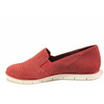 Червени анатомични дамски обувки с равна подметка, естествена кожа - ежедневни обувки за пролетта и лятото N 100016203