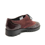 Винени дамски обувки с равна подметка, естествен велур - всекидневни обувки за пролетта и лятото N 100016168