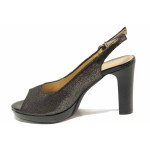 Черни дамски сандали, естествена кожа - ежедневни обувки за пролетта и лятото N 100016201