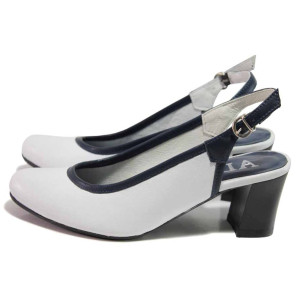 Бели дамски обувки с висок ток, естествена кожа - ежедневни обувки за пролетта и лятото N 100016207