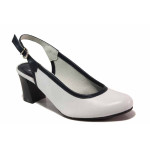 Бели дамски обувки с висок ток, естествена кожа - ежедневни обувки за пролетта и лятото N 100016207