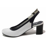 Бели дамски обувки с висок ток, естествена кожа - ежедневни обувки за пролетта и лятото N 100016207