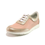 Розови анатомични дамски обувки с равна подметка, естествена кожа - спортни обувки за пролетта и лятото N 100016170