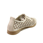 Бежови дамски обувки с равна подметка, естествена кожа - ежедневни обувки за пролетта и лятото N 100016174