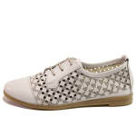 Светло лилави дамски обувки с равна подметка, естествена кожа - ежедневни обувки за пролетта и лятото N 100016175
