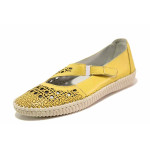 Жълти дамски обувки с равна подметка, естествена кожа - ежедневни обувки за пролетта и лятото N 100016177