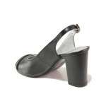 Черни анатомични дамски сандали, естествена кожа - ежедневни обувки за пролетта и лятото N 100016163