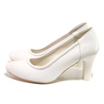 Бели дамски обувки с висок ток, естествена кожа - ежедневни обувки за пролетта и лятото N 100016161