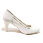 Бели дамски обувки с висок ток, естествена кожа - ежедневни обувки за пролетта и лятото N 100016161