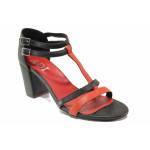 Черни дамски сандали, естествена кожа - елегантни обувки за пролетта и лятото N 100016165