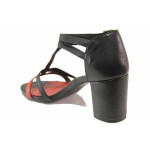 Черни дамски сандали, естествена кожа - елегантни обувки за пролетта и лятото N 100016165