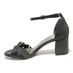 Черни дамски сандали, естествена кожа и естествена велурена кожа - ежедневни обувки за пролетта и лятото N 100016217