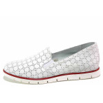Бели дамски обувки с равна подметка, естествена кожа - ежедневни обувки за пролетта и лятото N 100016360