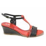Черни дамски сандали, естествена кожа - ежедневни обувки за пролетта и лятото N 100016363