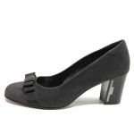 Сиви дамски обувки с висок ток, естествен велур - елегантни обувки за пролетта и лятото N 100016371