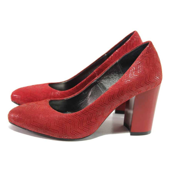 Тъмносини дамски обувки с висок ток, естествен велур - официални обувки за пролетта и лятото N 100016373