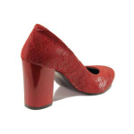 Тъмносини дамски обувки с висок ток, естествен велур - официални обувки за пролетта и лятото N 100016373