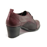 Винени дамски обувки със среден ток, естествена кожа - всекидневни обувки за пролетта и лятото N 100016378