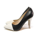 Черни дамски обувки с висок ток, здрава еко-кожа - официални обувки за целогодишно ползване N 100016387