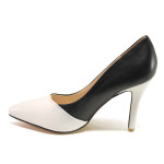 Черни дамски обувки с висок ток, здрава еко-кожа - официални обувки за целогодишно ползване N 100016387