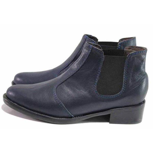 Сини анатомични дамски боти, естествена кожа - всекидневни обувки за есента и зимата N 100016490