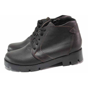 Кафяви дамски боти, естествена кожа - ежедневни обувки за есента и зимата N 100016503