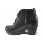 Черни дамски боти, естествена кожа - всекидневни обувки за есента и зимата N 100016506