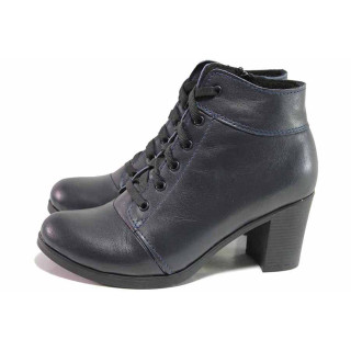 Сини дамски боти, естествена кожа - ежедневни обувки за есента и зимата N 100016507