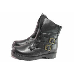 Черни анатомични дамски боти, естествена кожа - ежедневни обувки за есента и зимата N 100016444