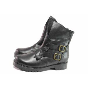 Черни анатомични дамски боти, естествена кожа - ежедневни обувки за есента и зимата N 100016444